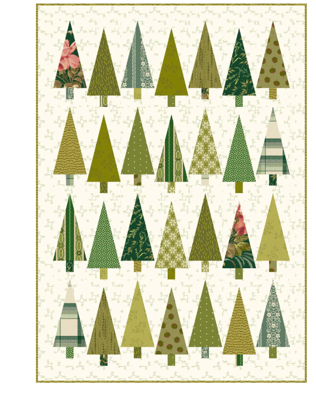 Kit tissus Mini Sapins VERT - "Mini Pinehurst Green" modèle Edyta Sitar