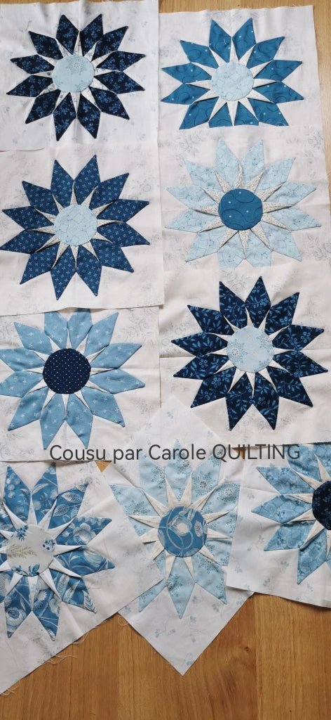 Blooming Star en bleu - Kit pré coupé "Blue Escape" modèle Edyta Sitar - Carole Quilting