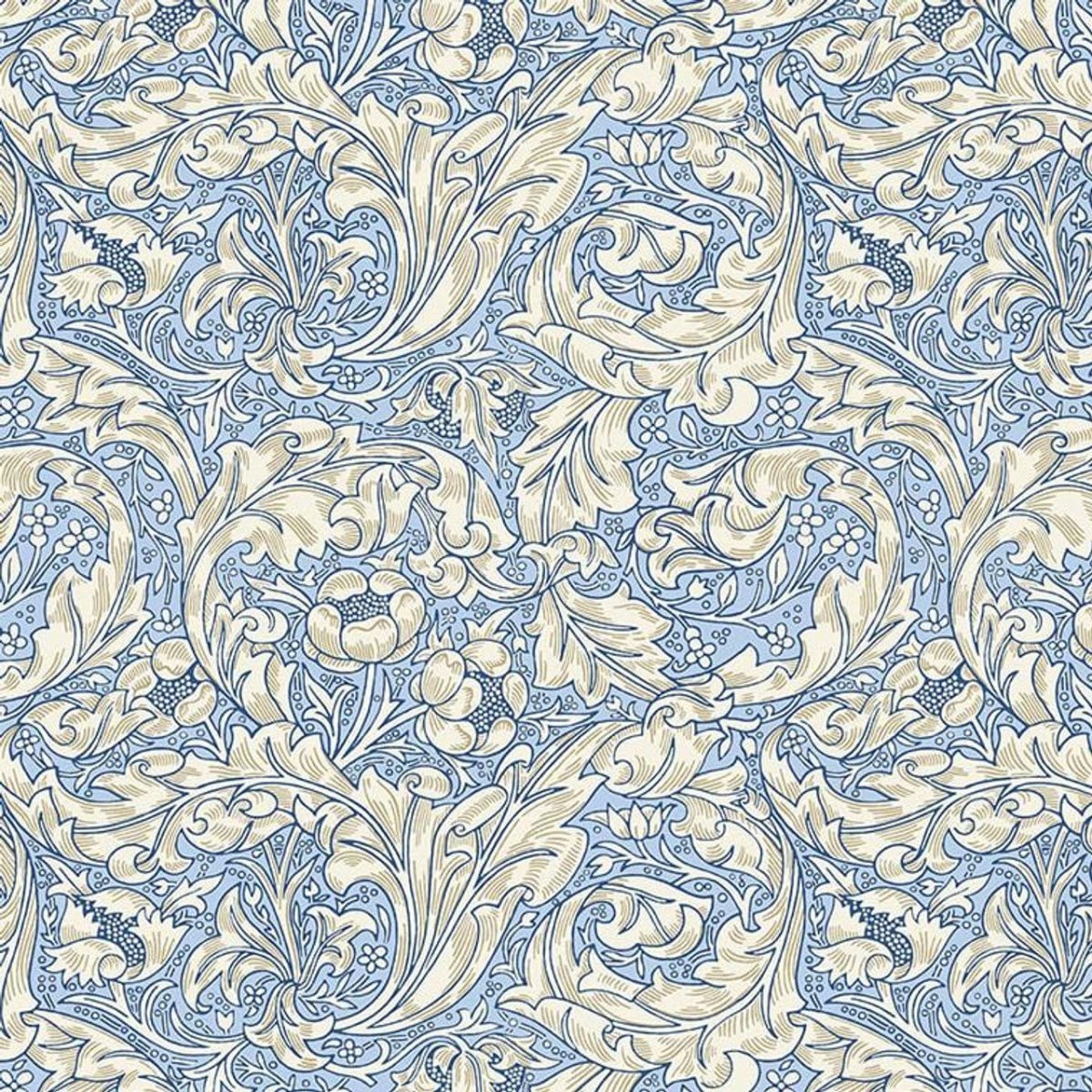 Blue - PWWM003BL "Wandle" Morris and Co - Carole Quilting