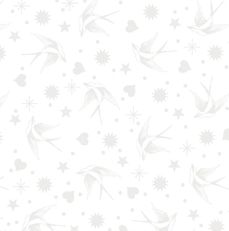 Fairy Flakes Blanc hirondelles Paper - PWTP157 "Linework" Tula Pink - Carole Quilting