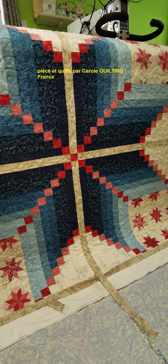 Virginia Star 4th of July - Kit TISSUS uniquement "Blue Escape" modèle Edyta Sitar - Carole Quilting