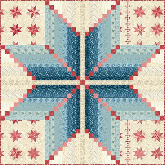 Virginia Star 4th of July - Kit TISSUS uniquement "Blue Escape" modèle Edyta Sitar - Carole Quilting
