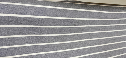Jersey de coton fin blanc larges rayures en bleu marine