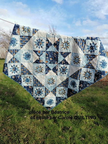 Blue Poppy Midnight A - 1166 - B - "Beach_House" Edyta Sitar - Carole Quilting