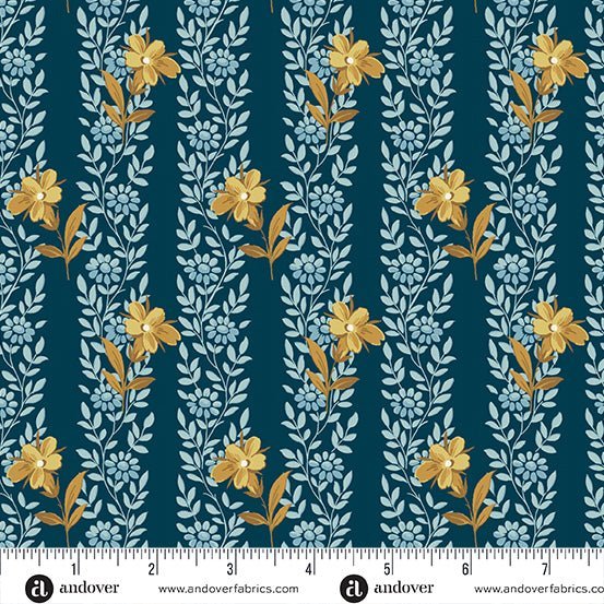 Blue Poppy Midnight A - 1166 - B - "Beach_House" Edyta Sitar - Carole Quilting