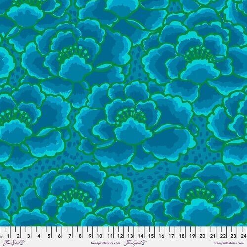 QBGP009 Turquoise Grande largeur "Tonal Floral Collective 108" Kaffe Fassett - Carole Quilting